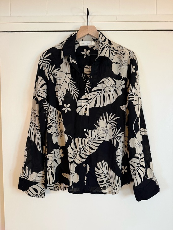 Eimeo Tops - EIMEO Black & Cream Tropical Button-Up Shirt